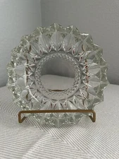 Set Of (2) Heavy Lead Crystal Cut Clear Glass 8” Ashtrays - Cigar & Cigarette