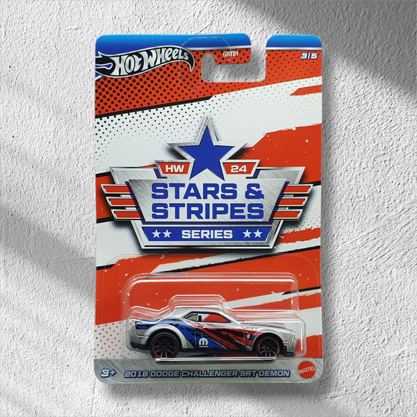 Hot Wheels 2018 Dodge Challenger Srt Demon Stars & Stripes 3/5 Mattel Neu & Ovp-image