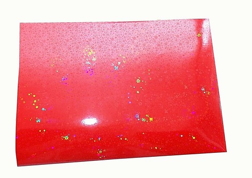 Bright Red Holographic Luxury Gift Wrap Wrapping Paper 2 Sheets 2 Tag 3D Stars - Picture 5 of 8