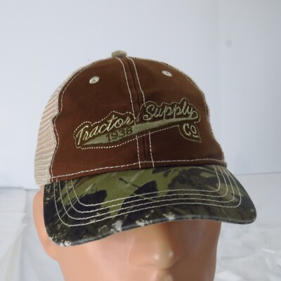 #ad Tractor Supply Co Camo Brown Spellout Logo Mesh Trucker Farm Baseball Hat $14.99