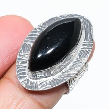 Black Onyx Gemstone Handmade 925 Sterling Silver Jewelry Ring Sz 8 US 