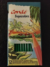 ETUI 12 CRAYONS COULEURS à la couleur VERT réf 73 N°2 CONTE hexagon 17,5 cmx7mm