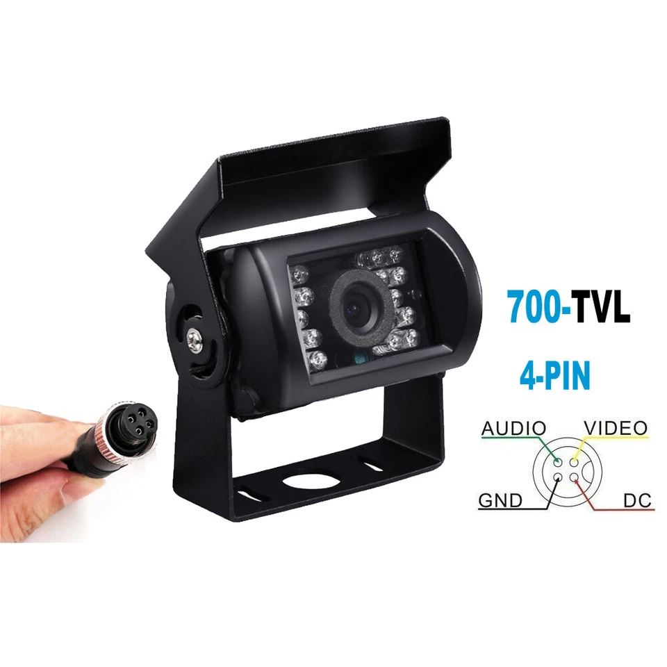 Waterproof 4Pin Rear View Backup Camera For Bus Truck Van RV CCD IR Night Vision - Image 3 of 4