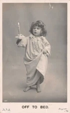 Off to Bed Child Candle Real Photo RPPC Bamforth Life Model Series Publisher