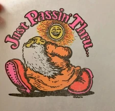 Vintage 1972 Psychedelic R Crumb 1972 Just Passin’ Thru Iron On Transfer DAYGLO