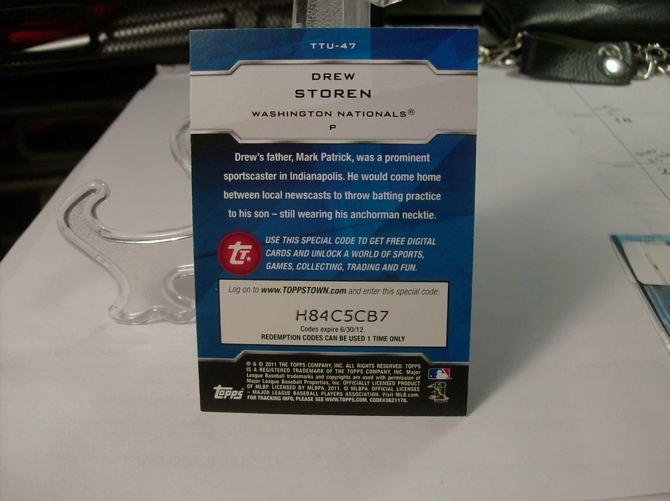 2011 Topps Update Topps Town #TTU-47 - Drew Storen Washington Nationals 11-1008 - Image 2 of 2