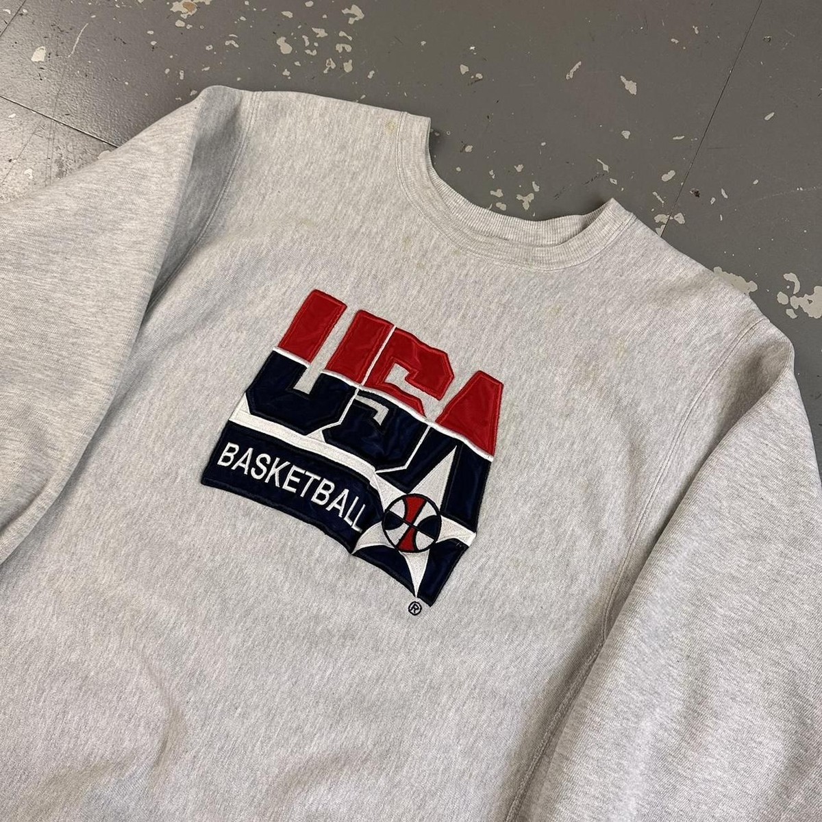 Vintage 90s USA Basketball Champion Reverse Weave Sweatshirt Grey