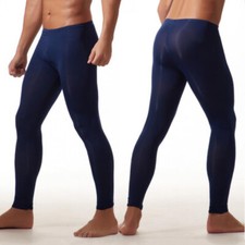 Men's Ultra-thin Ice Silk Leggings Sheer Gym Fitness Long Pants Skinny Trousers