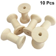 10pcs Empty Wooden Spools Hour Glass Shaped Bobbin Sewing Tools DIY Accessories