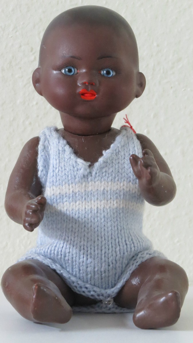 Poupée Bamboula Reproduction 26 Cm – Tête Biscuit Porcelaine, Corps Papier Mâché, France