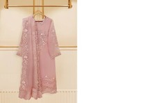 Agha noor 3 Piece - Pure Organza Embroidered Suit S109310 - X-SMALL / Pink