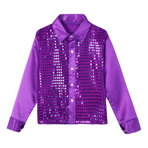 Kids Boys Tee Choir Shirt Stage Jacket Glittery Costume Latin Wedding Sequined - Picture 60 of 84