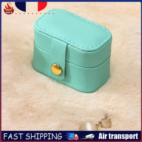 Mini Travel Jewelry Box Leather Earring Ring Case Organizer Display (Blue) FR - Foto 1 di 8