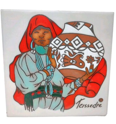 Teissedre Designs American Indian Heritage Ceramic Tile Trivet Wall Art 6'' x 6 