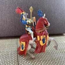 Plastoy Medieval Knight on Horse - Safari LTD Red Yellow Blue