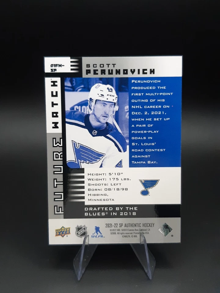2021-22 SP Authentic #01FW-SP Scott Perunovich 2001-02 Retro Future Watch /900 - Image 2 of 2