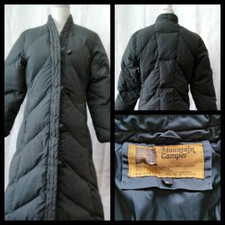 Mountain Camper Down Jacket Women's Small Black Vintage Long Coat #w2214