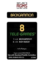 Atari 2600/Sears Tele-Games Replacement Label -  Backgammon