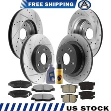 Front Rear Drilled Brake Rotors and Ceramic Pads For 2003-2007 Honda Accord 2.4L