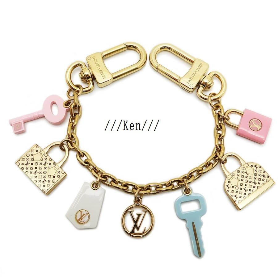 LOUIS VUITTON Bag Charm LV Iconix M01372 Acetate Gold Pink Blue | eBay