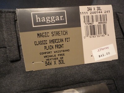 Haggar Magic Stretch Classic American Fit Plain Front Heather Gray
