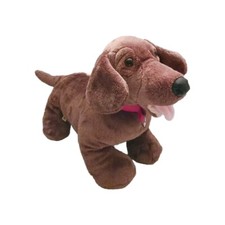 Build A Bear Brown Dachshund Weiner Dog 18" Plush Stuffed Animal Red Collar