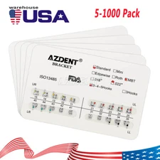 AZDENT Dental Orthodontic Metal Brackets Braces Standard MBT 022 Slot 345 Hooks