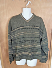 Vintage Bill Blass Menswear V-Neck Pullover Sweater Brown Gray Size XL USA Made