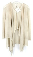 MIA F Pullover Damen Klein Cardigan Leinenmix Drapiert Beige