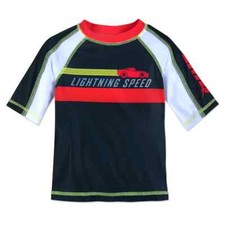 Disney Store Cars Lightning McQueen Rash Guard Swim Shirt Boy Size 5/6 7/8