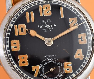 Vintage HELVETIA Pilot Fliger Jumbo 41mm Case Black Lume Dial