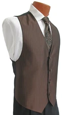 Men's Mocha Brown Jean Yves Tuxedo Vest & Tie Formal Wedding Cruise Prom Paisley