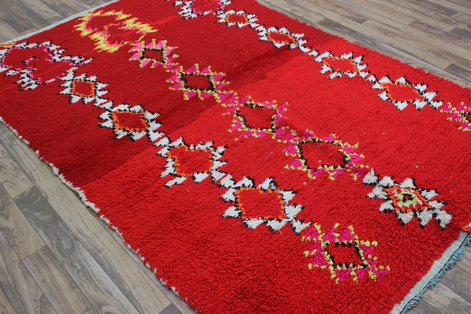 Alfombra roja vintage alfombras bereberes alfombras bereberes vintage, alfombra roja marroquí vintage Foto 4 de 4