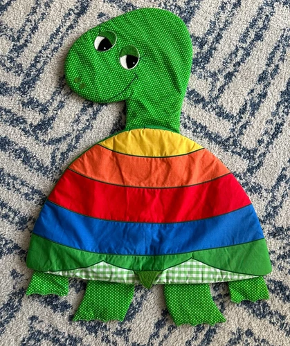 Vintage Rainbow Turtle Large Padded Fabric Nursery Wall Decor 30” x 21”