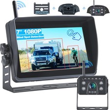 Wireless RV Backup Camera System with Blind Spot Detection, 7'' HD ... Fast Ship