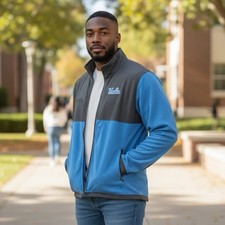 Men's Colosseum UCLA Bruins Blue Gray Mesa Corded Polar Full Zip Fleece Large