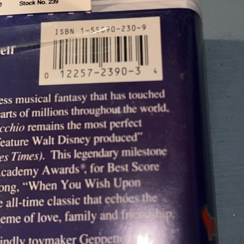 Pinocchio VHS, 1993, “Walt Disney’s Masterpiece.” Tested. Works. Excellent Cond - Imagen 11 de 24