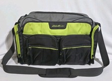 Eddie Bauer Diaper Bag Green Black w/ Changing Pad, Wipes Holder, Cooler