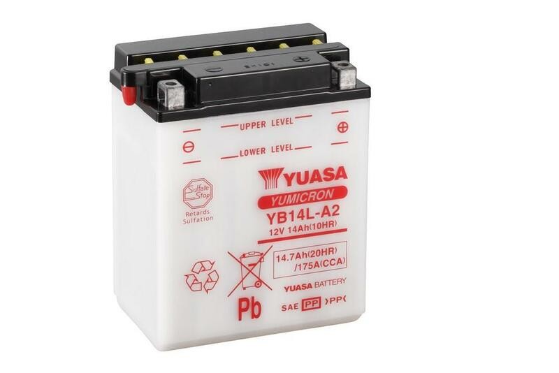 Batterie YUASA YB14L-A2 moto conventionnelle 12V 14Ah sans acide