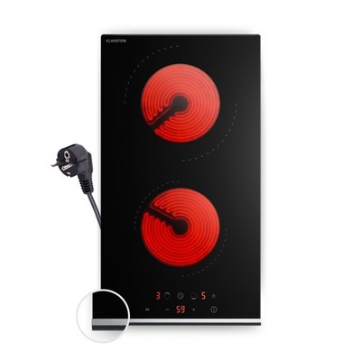 Klarstein Glaskeramik-Kochfeld 30 cm 2 Kochzonen Touch 3000 W Timer Schwarz