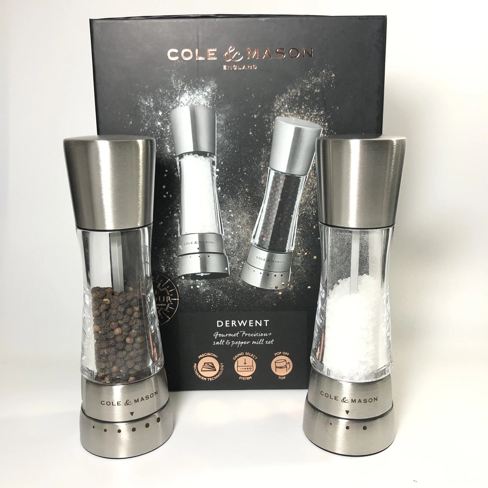 Cole & Mason Derwent Precision Stainless Steel Salt & Pepper Mill Grinder Set
Opens in a new window