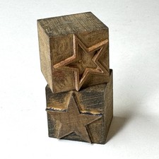 Vintage Wooden STAR printing Blocks, Set Of 2, Condition Good.
