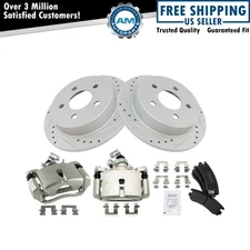 Rear Brake Calipers Ceramic Pads & Drilled Rotors Fits 2005 Pontiac Montana