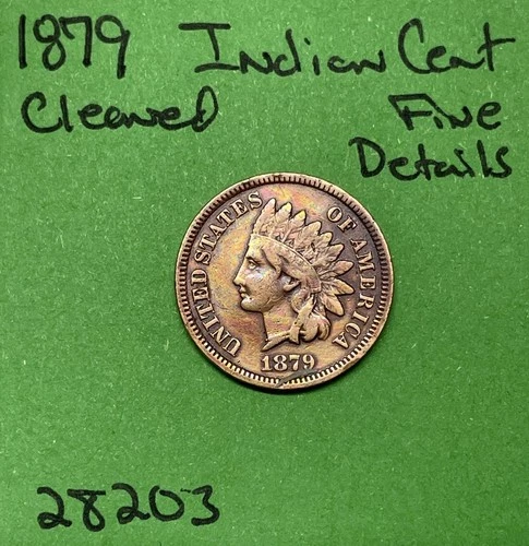 1879 Indian Head Cent / Penny 1c Fine Details Cleaned