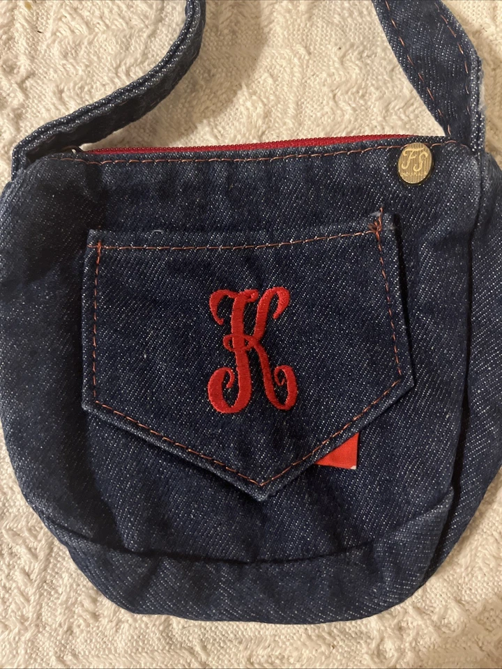 Vintage Kids 1980’s Jean Purse Monogram Red “K”On Front Pocket, Great Condition! - Image 4 of 4