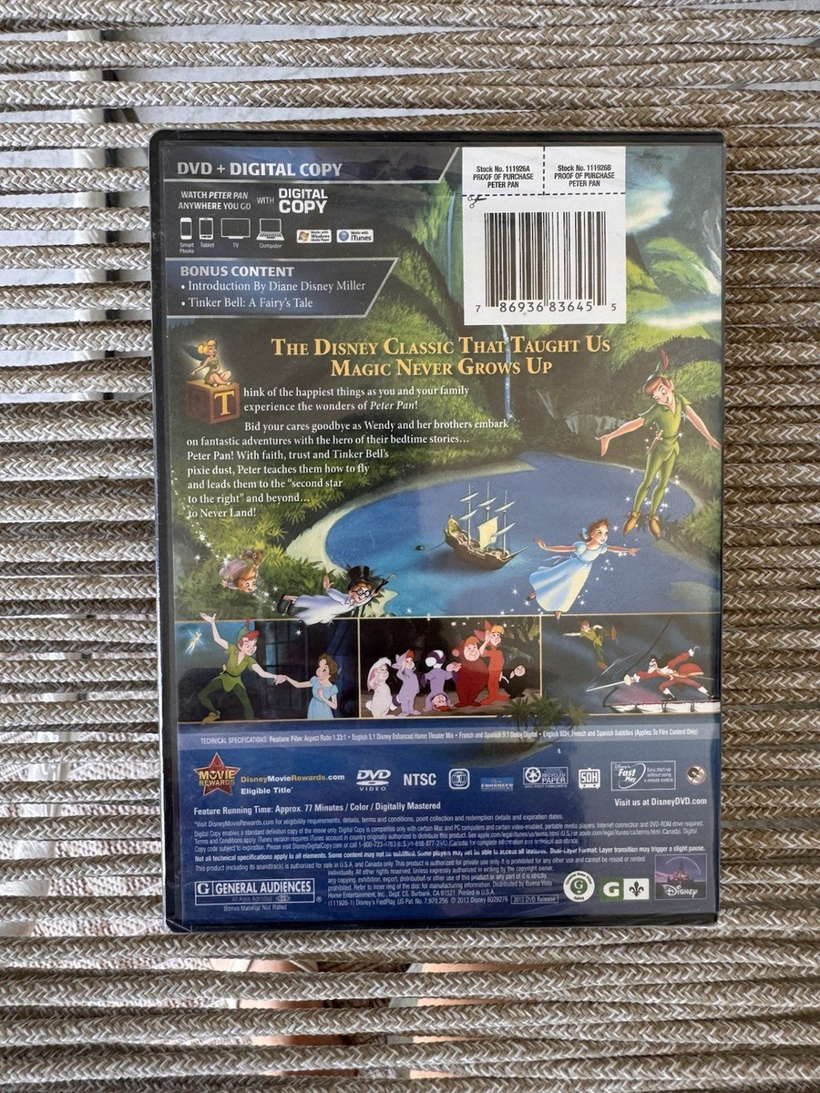 Disney Peter Pan (DVD, 2013, 2-Disc Set, Diamond Edition