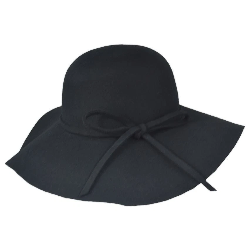 Ladies Wide Brim Wool Floppy Hat – Elegant Winter Felt Fedora Sun Hat