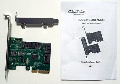HighPoint Rocket 640L 4 Port 6Gb/s SATA PCI-Express x4 2.0 Host Adapter PCIE