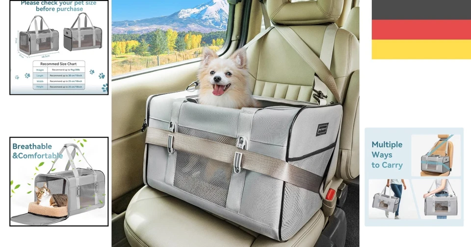 Tragetasche für Katzen und kleine Hunde - Atmungsaktiv & stabil mit Gurten - Bild 2 von 4