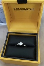 Goldsmiths 9ct 9K White Gold Canadian Diamond Engagement Ring Size i Certified